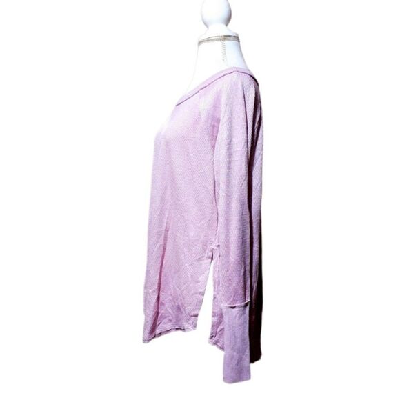 Free People We The Free Pink Snowy Thermal Side Split Long Sleeves  Extra Small - Picture 5 of 8